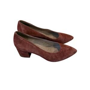 Madewell Suede Heels Women 7.5 The Rivca Vintage Redwood Pointed Toe Casual